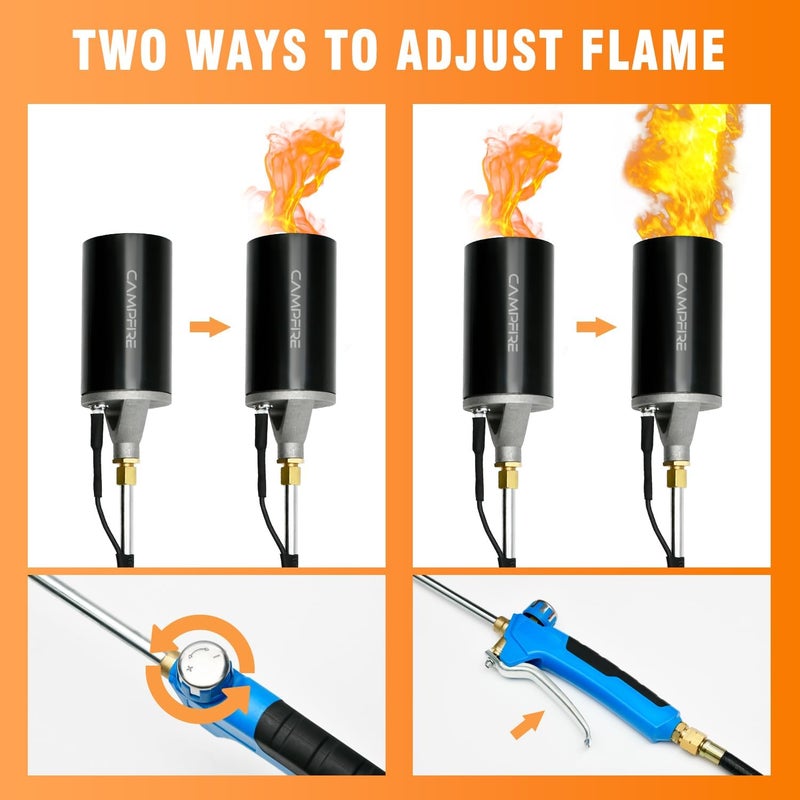 Campfire Propane Torch Weed Burner With Storage Bag,Weed Torch Output 1,800,000BTU With 10ft Hose, Turbo Trigger Push Button Igniter,Flame Control Valve - Image 2